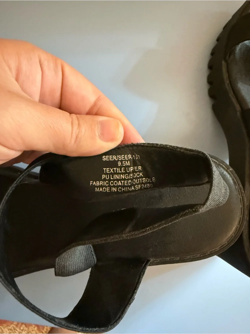 Madden Girl Black Chunky Lug-Heel Wedge Sandals